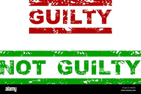 Guilty And Not Guilty Rubber Stamp Badge Justified Grunge Emphasize Grungy Text For Justice