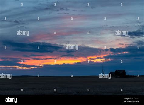 Sunset In The Prairie In Alberta Canada Stock Photo Alamy