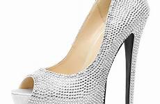 heels rhinestone silver toe peep high back