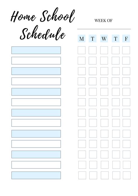 Printable Home School Schedule Planner Daily Kids To Do List In 2020