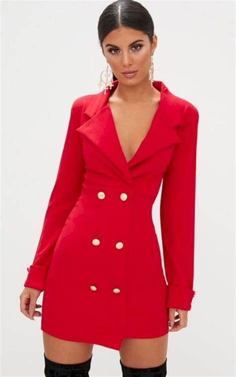 45 cool and edgy outfits for going out seasonoutfit red blazer dress blazer dress edgy outfits