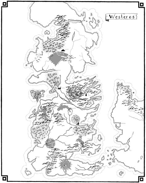 Westeros Map Wall Art Fantasy Map Digital Art Print Etsy