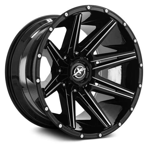Xf Off Road® Xf 220 Wheels Gloss Black With Milled Accent And Dots Rims