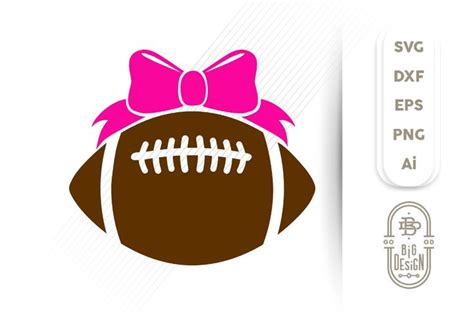 A Football With A Pink Bow On It And The Words Svg Dxf Eps