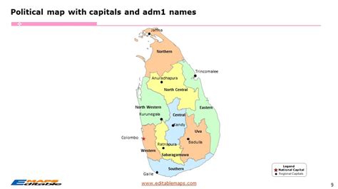 Sri Lanka Map With 9 Provinces And 25 Districts Editable Powerpoint Maps