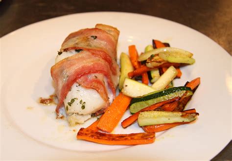 Sea Bass Wrapped In Bacon Baked Giangi S Kitchen