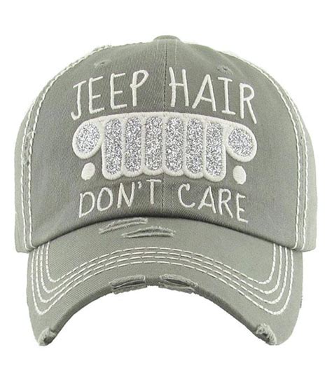 Jeep Hair Don T Care Embroidered Glitter Baseball Cap Etsy