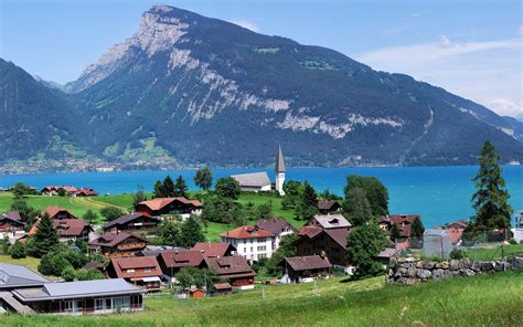 773548 4k Berner Oberland Switzerland Mountains Houses Grasslands