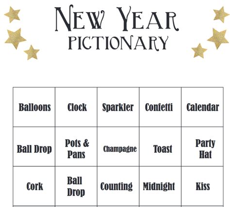 Image Result For Pictionary Word List New Year Pictionary Words