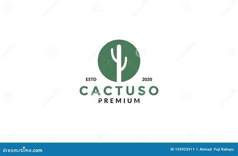 Cactus On Circle Silhouette Logo Design Modern Flower Stock