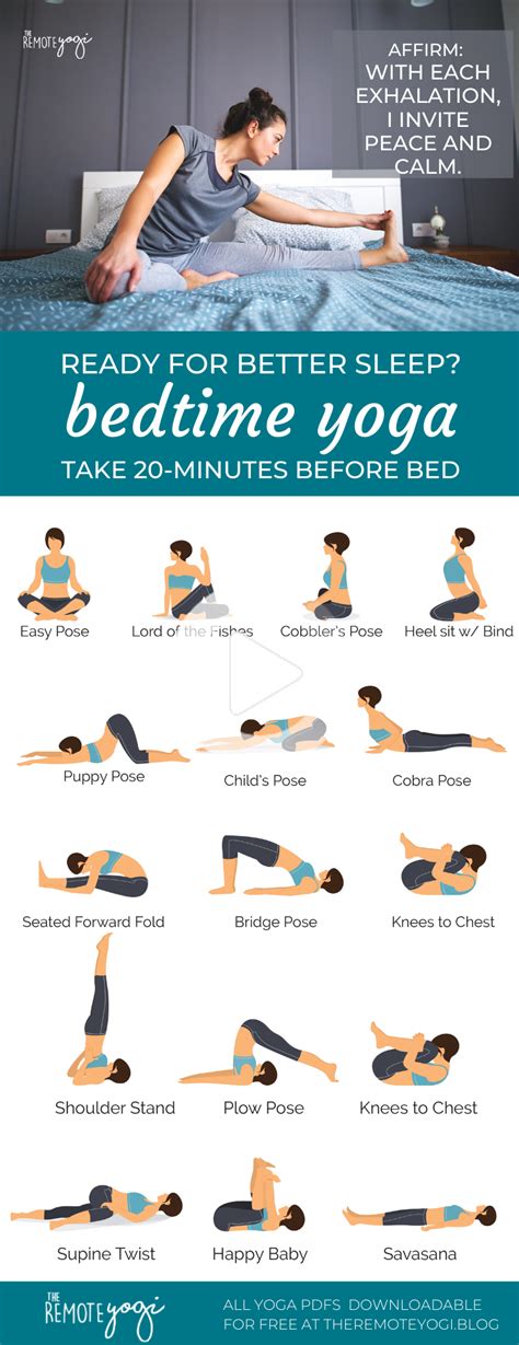 Relaxing Bedtime Yoga Free Printable Pdf In 2020 Bedtime Yoga Easy