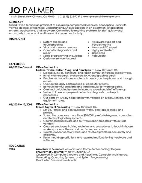 Browse additional free resume templates that can be used for various industries and positons. Best Office Technician Resume Example From Professional ...