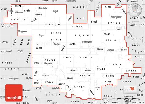 Silver Style Simple Map Of Zip Codes Starting With 674
