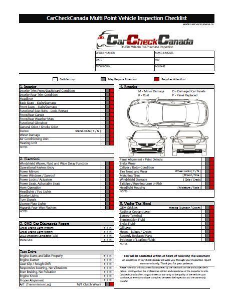 Car Inspection Checklist Vehicle Inspection Inspection Checklist