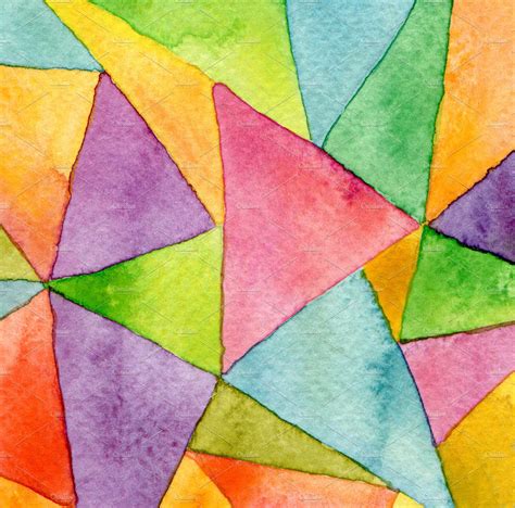 Watercolor Painted Geometric Pattern ~ Abstract Photos ~ Creative Market