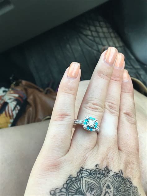 Diamond Ring With Turquoise Accents