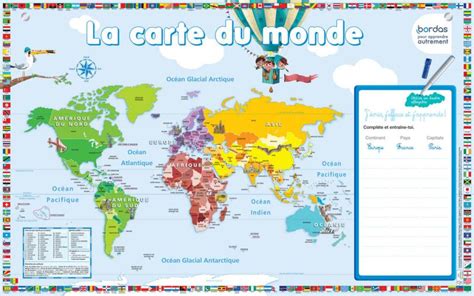 Poster Ardoise La Carte Du Monde Cahier Dactivitésdexercices