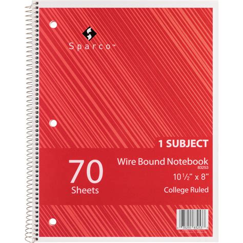 Sparco Wire Bound College Ruled Notebook