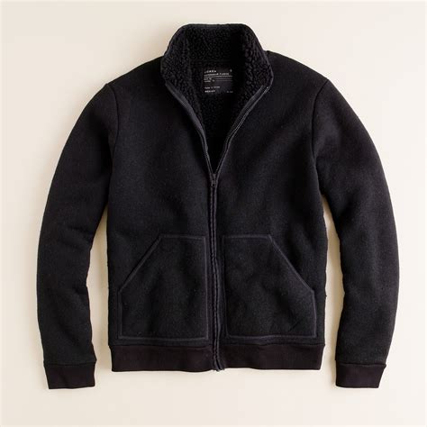 Jcrew Sherpa Lined Fleece Jacket In Black For Men Lyst