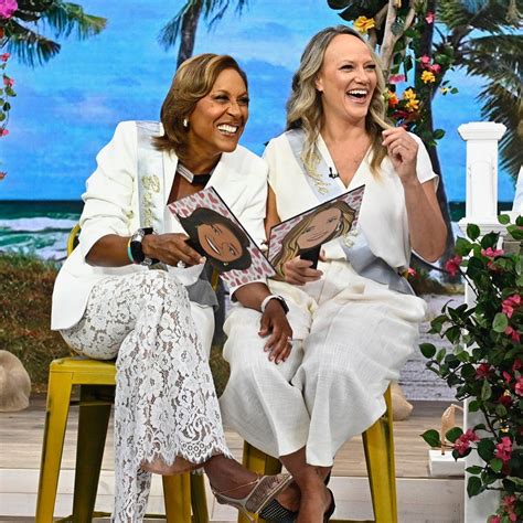 gma s robin roberts and amber laign are a vision in matching wedding dresses and the location