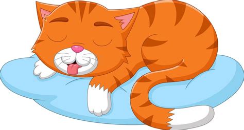 Premium Vector Cartoon Cute Cat Sleeping On Pillow