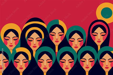 Iranian Beautiful Women Wearing Hijab With Rebellious Look Stock Vector