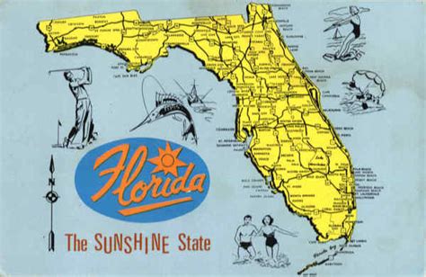 Map Of Florida The Sunshine State Scenic Fl