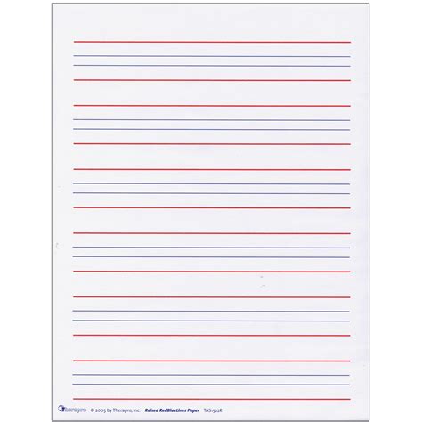 Maxiaids Raised Line Writing Paper Red And Blue Lines Package Of 50