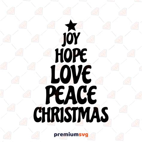 Joy Hope Love Peace Christmas Svg Christmas Tree Svg Clipart Premiumsvg