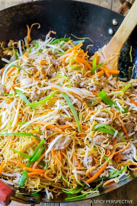 Cantonese Pan Fried Noodles Pork Lo Mein A Spicy Perspective