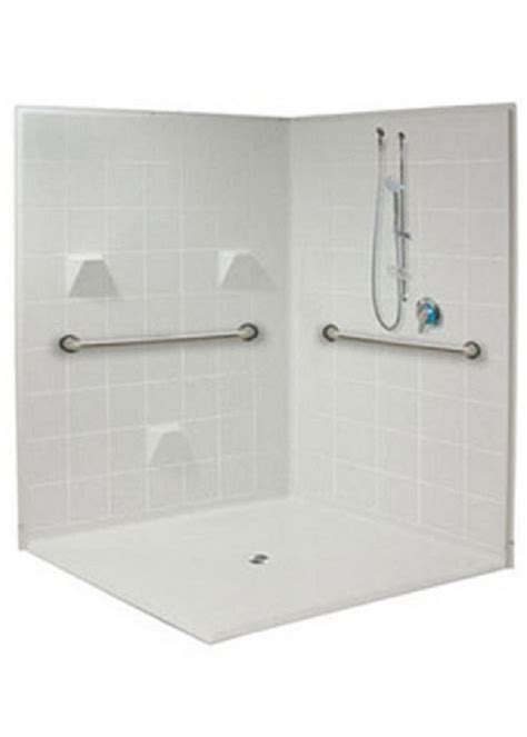 Three Piece 61 In X 61 In Wheelchair Accessible Corner Shower