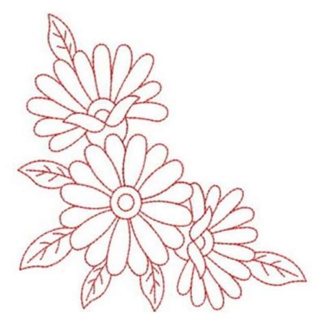 Redwork Daisy Corner Machine Embroidery Design Embroidery Library At