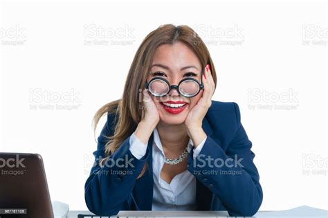 Geeky Wacky And Eccentric Looking Asian Woman In Suit With Funny