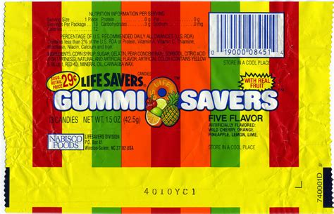 These fruit pun friendship gift tags are a fun way to spread kindness to a neighbor or friend! Life Savers - Gummi Savers Five Flavor wrapper - 1990's | Flickr