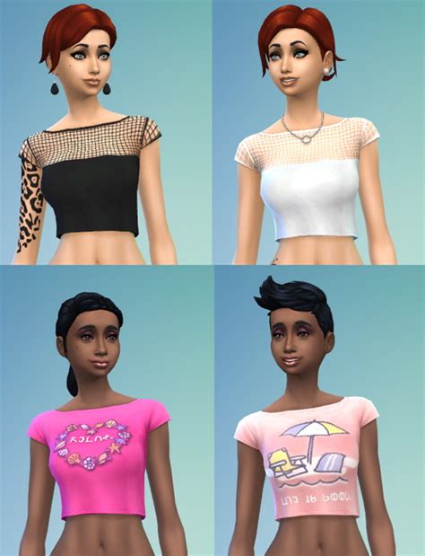 Crop Tops By Erae013 At Adventures In Geekiness Sims 4