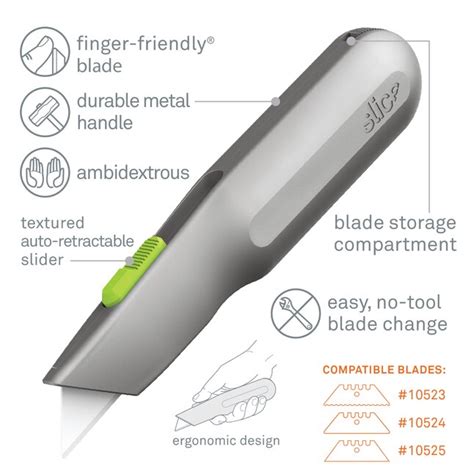 Slice Auto Retractable Metal Handle 1 Blade Retractable Utility Knife