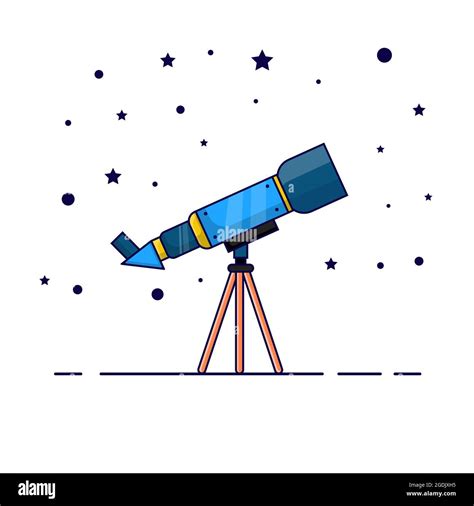 Telescope Illustration With Stars Ornament Telescope Isolated Design