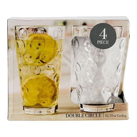 Circleware Double Circle 15 75 Oz Cooler Glasses Set Of 4 Clear