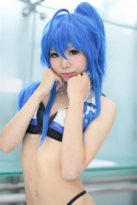 Ahoge Bikini Blue Hair Cleavage Cosplay Himemiya Mahore Izumi Konata