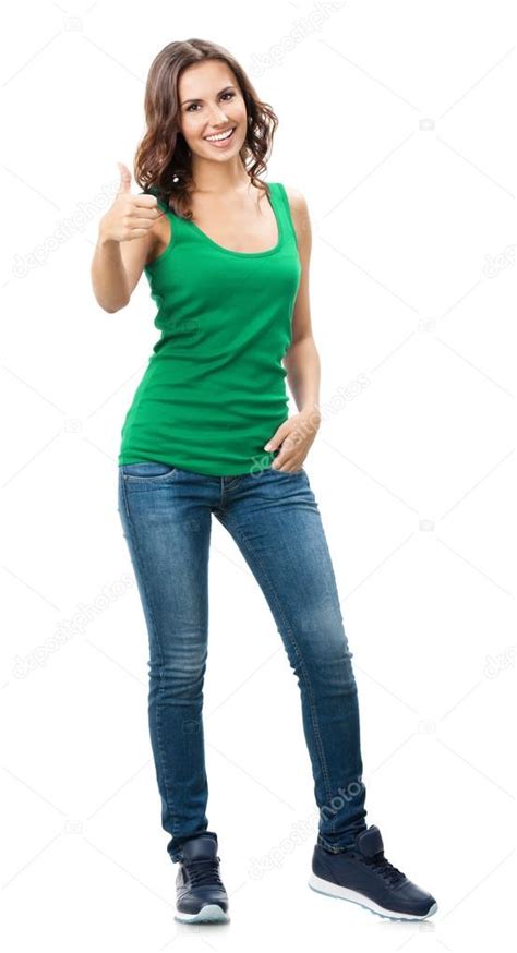 Woman Showing Thumbs Up Gesture Isolated — Stock Photo © Gstudio