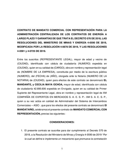 contrato de mandato con representación docsity