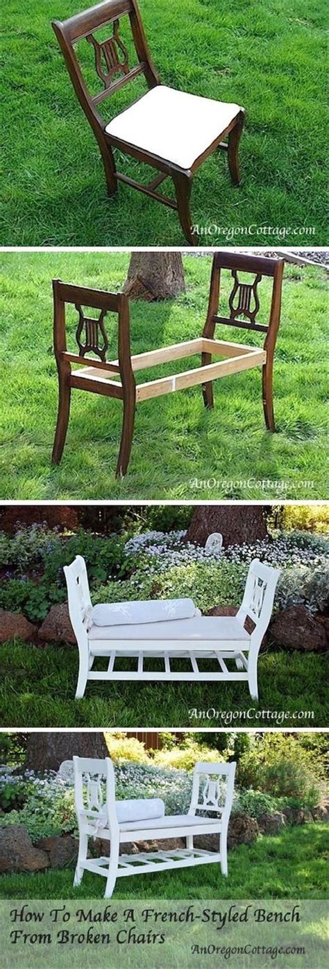 How To Make A French Styled Bench From Old Chairs Diy Furniture Easy