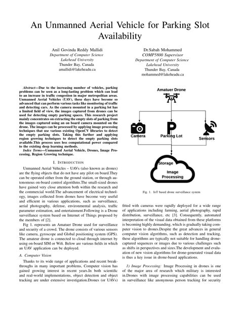 Pdf An Unmanned Aerial Vehicle For Parking Slot Availability