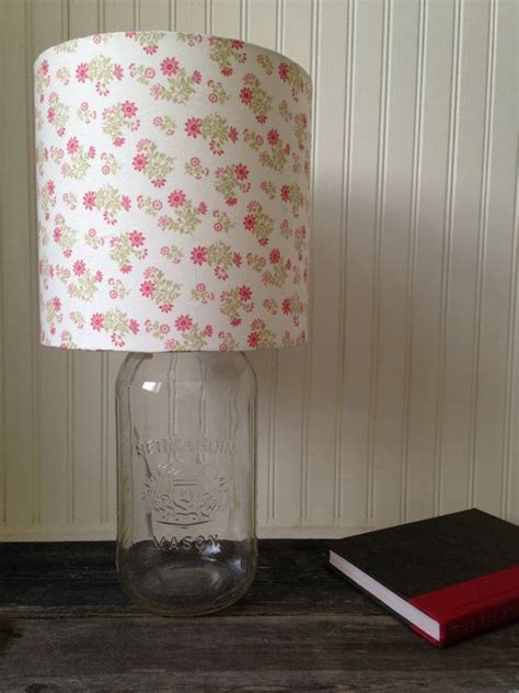 Mason Jar Lamp With Pretty Floral Red And Green By Cottageshades Jar