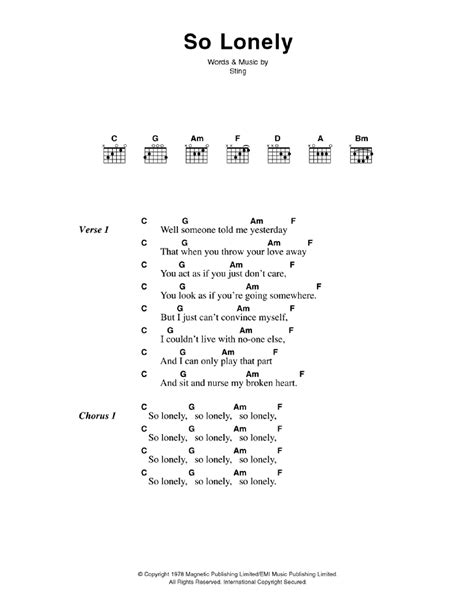 So Lonely By The Police Guitar Chordslyrics Guitar Instructor