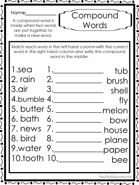Worksheets For Worksheet Compound Words Grade Sexiz Pix