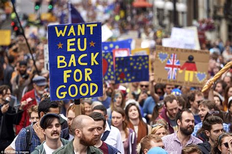 brexit protests see thousands take to the streets of london wearing eu flags daily mail online