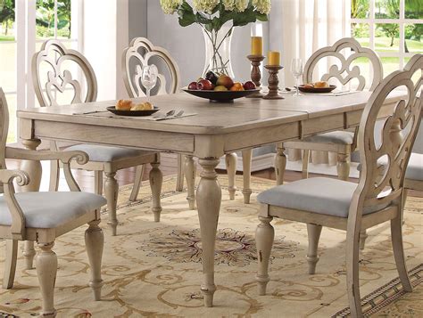 French Country Dining Table Set | White Wood Dining Room Table