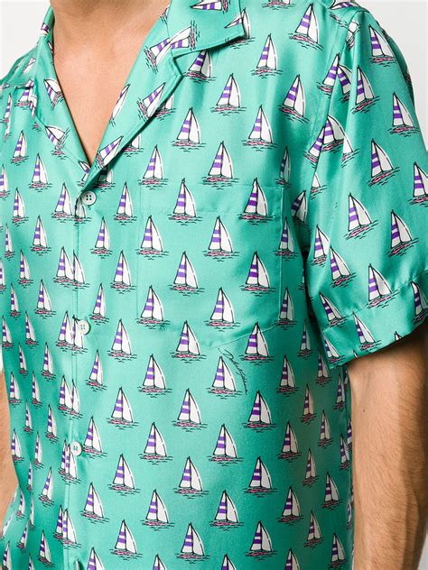 Dolce And Gabbana Boat Print Silk Shirt Farfetch