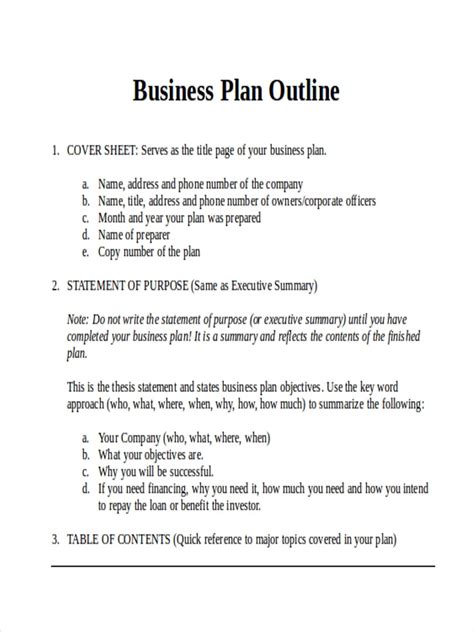 Business Plan Template Outline Five Common Misconceptions